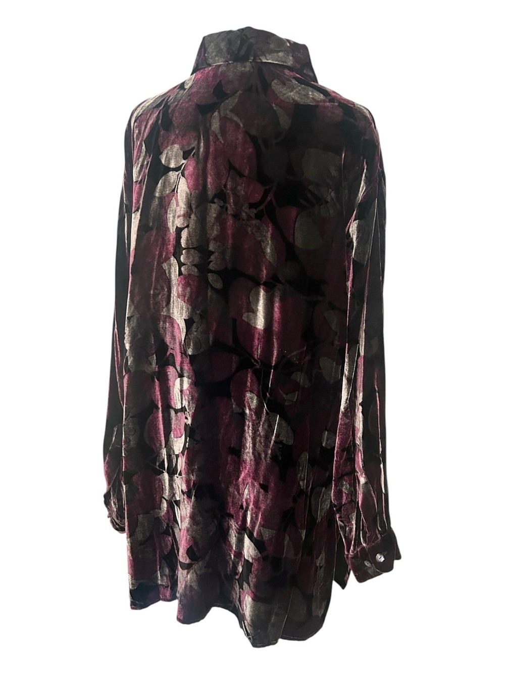 Denim & Co. Velvet Floral Button-Up Tunic Top - Picture 5 of 5